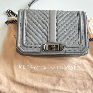 Rebecca Minkoff Leather Embroidered Crossbody Bag in Grey